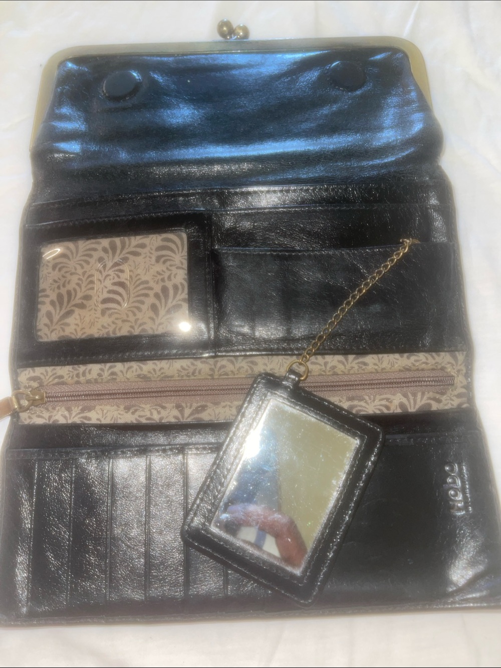 HOBO Black Leather women’s Wallet Organizer with Gold-Tone Frame